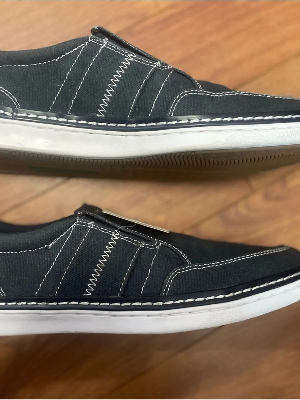 Eddie Bauer Men's Slip-On Canvas Shoes - Navy with White Stitching